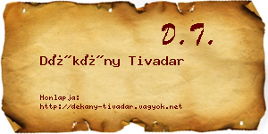 Dékány Tivadar névjegykártya