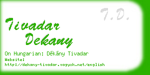 tivadar dekany business card